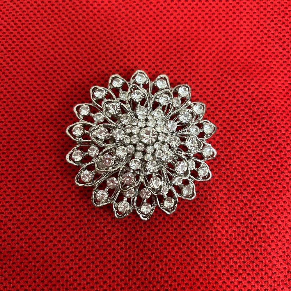 Elegant Silver Floral Brooch